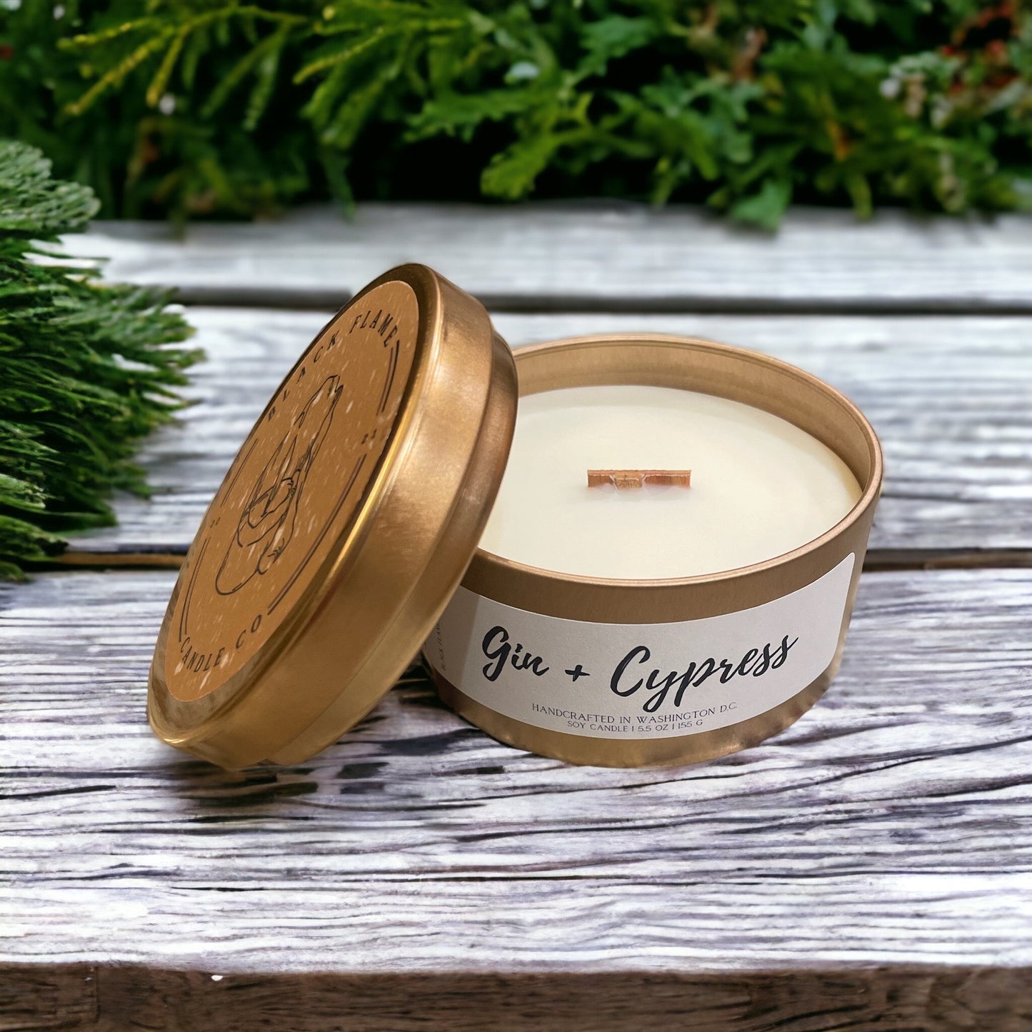 GIN + CYPRESS TIN